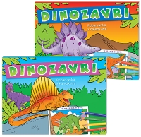 DINOZAVRI:POBARVANKA Z NALEPKAMI LILA IN MODRA DINOZAVRI:POBARVANKA Z NALEPKAMI LILA IN MODRA